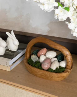 Organic Teak Wood Basket -Decoration Series Store 20220105 Easter 007