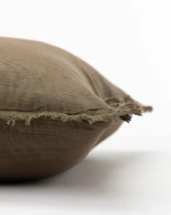 Abbey Silk Fringe Pillow Cover -Decoration Series Store AbbeySilkFringePillowCover MPLW0437 BWN 24X24 D1