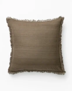 Abbey Silk Fringe Pillow Cover -Decoration Series Store AbbeySilkFringePillowCover MPLW0437 BWN 24X24 MAIN
