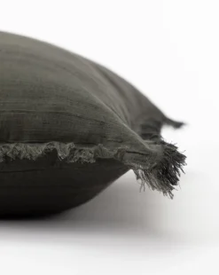 Abbey Silk Fringe Pillow Cover -Decoration Series Store AbbeySilkFringePillowCover MPLW0437 GRY 24x24 D1