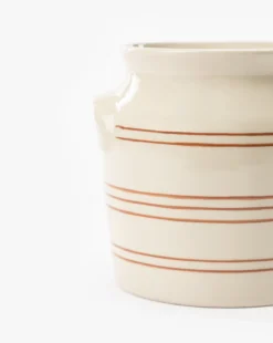 Aleph Striped Crock -Decoration Series Store AlephStripedCrock MKTN1013 WHT OS D1