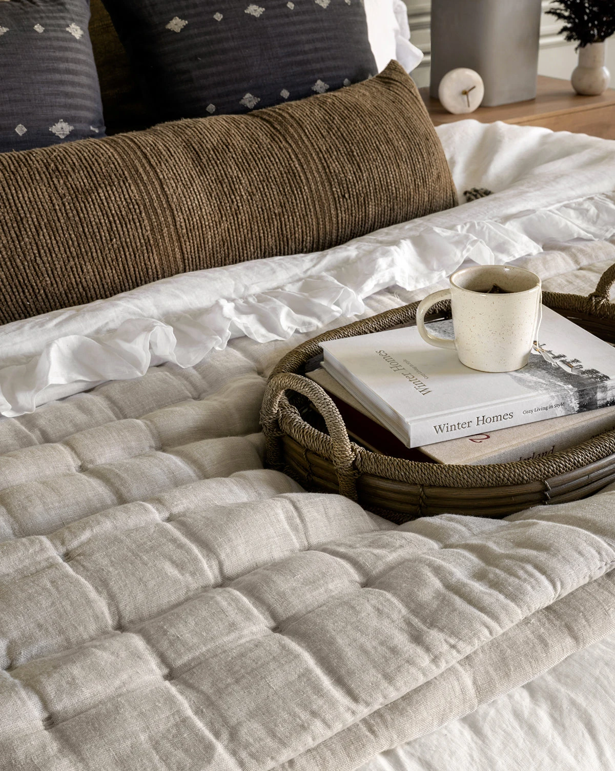 Graywash Wicker Tray 2 Graywash Wicker Tray - Image 2