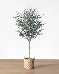 Faux 96" Olive Tree With Woven Pot