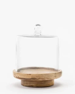 Glass Cloche With Wooden Base