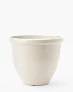 Glossy Cream Garden Pots (Set Of 3) -Decoration Series Store GlossyCreamGardenPots MDCR1804 CRM SET3 M