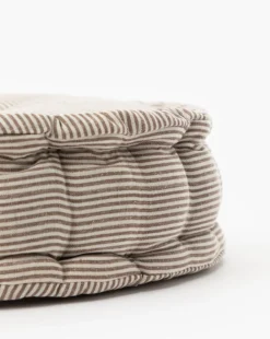 Round Neutral Striped Pillow Cushion -Decoration Series Store RoundNeutralStripedPillowCushion MPLW1270 BWN OS D1