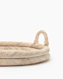 Round Wicker Tray -Decoration Series Store RoundWickerTray MDCR2285 CRM OS D2