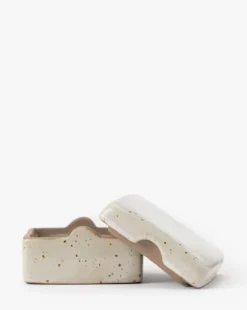 Stoneware Lidded Box -Decoration Series Store StonewareLiddedBox MDCR2775 WHT OS D1 T