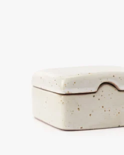 Stoneware Lidded Box -Decoration Series Store StonewareLiddedBox MDCR2775 WHT OS D2 T