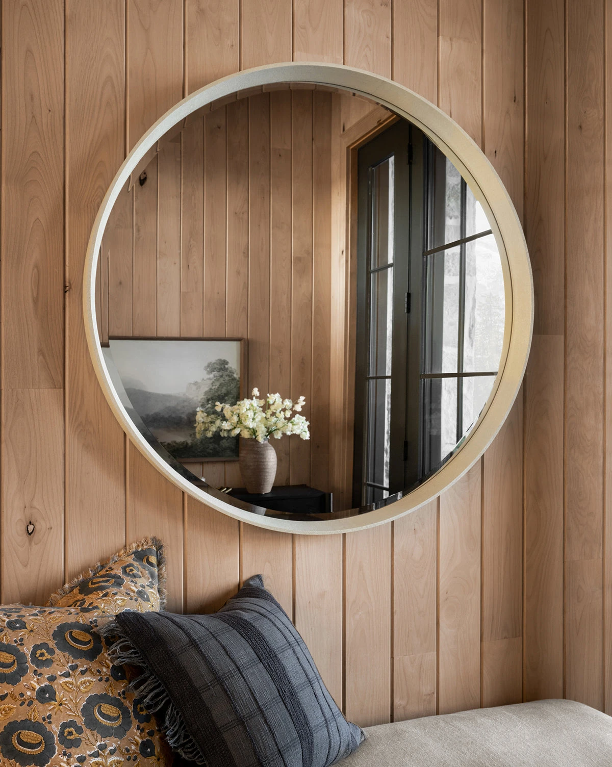 Jillian Round Faux Shagreen Mirror 2 Jillian Round Faux Shagreen Mirror - Image 2