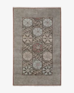 Suzani Hand-Knotted Wool Rug -Decoration Series Store SuzaniHand KnottedWoolRug MRUG0852 BWN 5x8 1