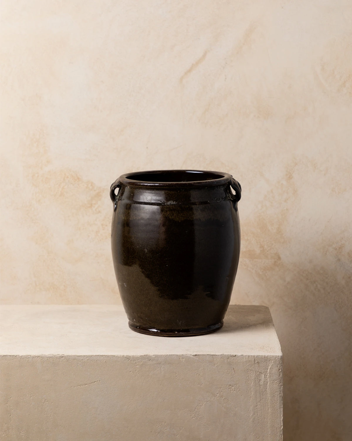 Vintage Black Dual Handled Jar 1 Vintage Black Dual Handled Jar