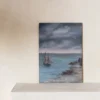 Vintage Sailboat Oil Painting