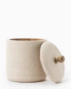 Wrapped Lidded Container -Decoration Series Store WrappedLiddedContainer MDCR2404 NAT L D1