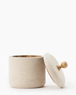 Wrapped Lidded Container -Decoration Series Store WrappedLiddedContainer MDCR2404 NAT S D1